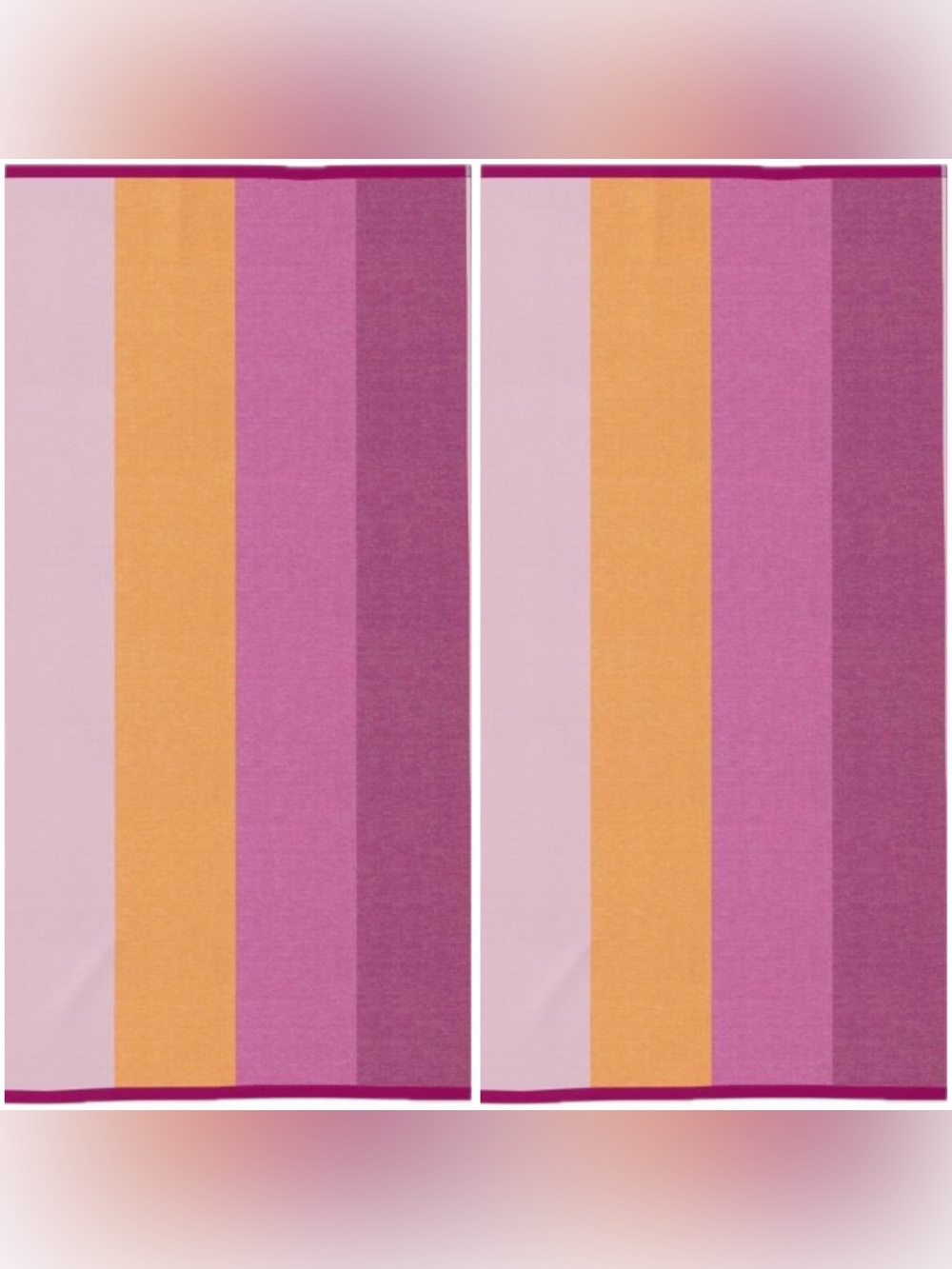 {2 Pack} Multi Striped Reversible Beach Towels- Pink/ Orange